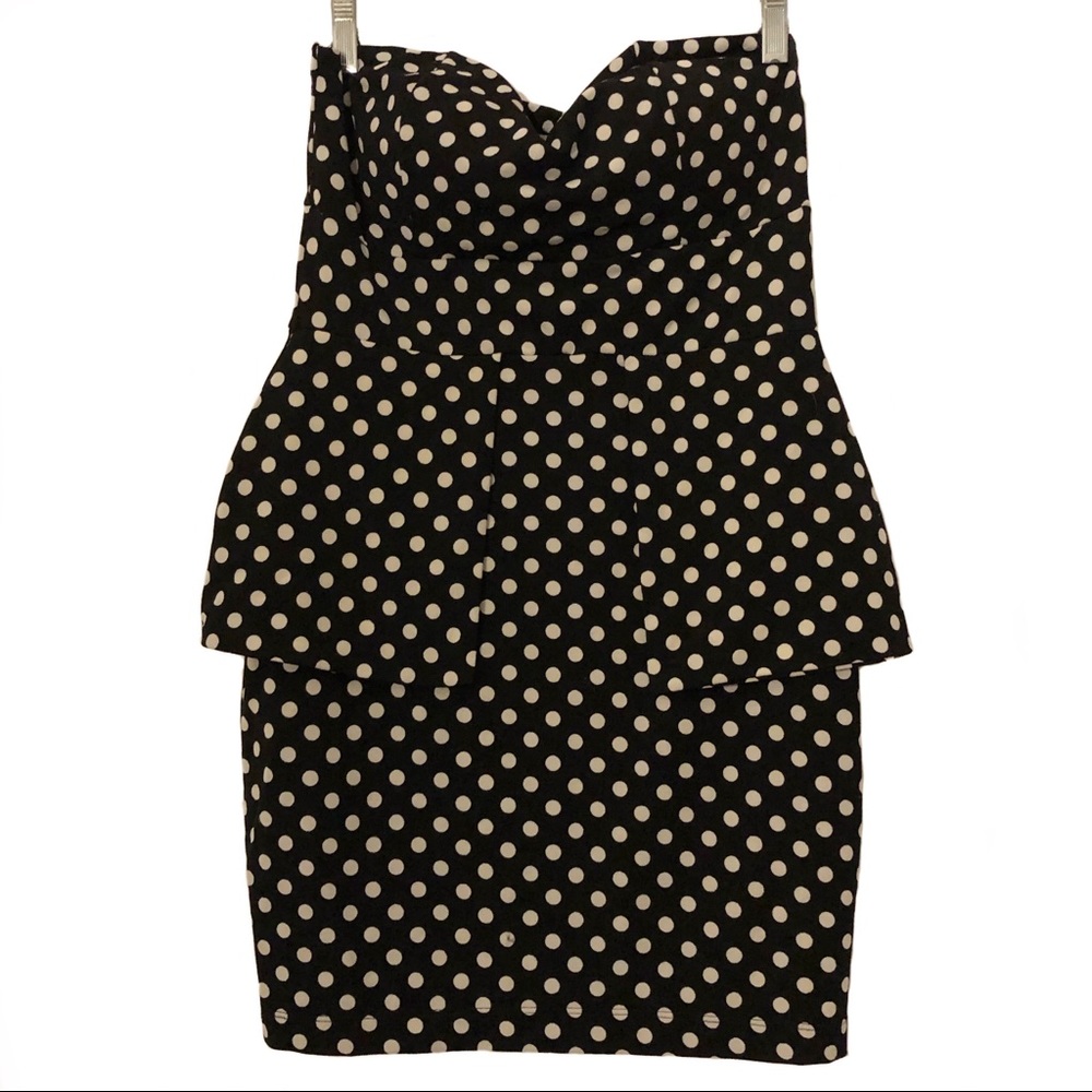 Francesca's Collection Polka Dot Peplum Strapless